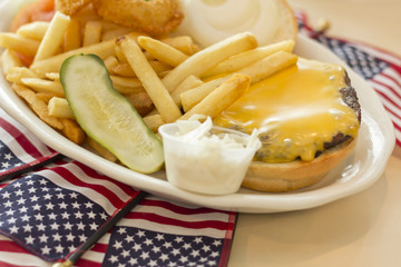 American Flag Cheeseburger