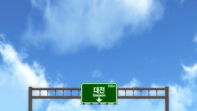Passing under Daejon South Korea Highway Road Sign 
  
