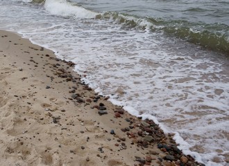 Baltic sea wave and sandy beach