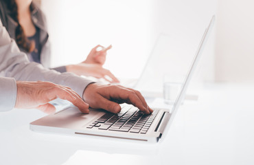 Business team working at office desk