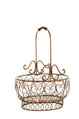 Antique decorative cast iron basket isolated at a white background