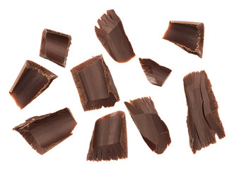 Chocolate shavings / Chocolate chips on a white background