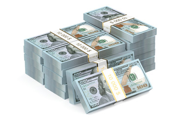 packs of dollars closeup