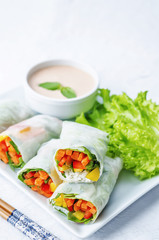 spring rolls with chili mayonnaise dressing
