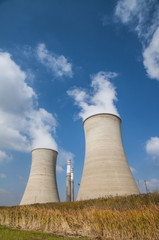 Fototapeta premium Cooling tower and stacks