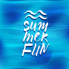 Summer fun lettering over vector sea background