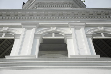 Architectural detail of Sultan Abu Bakar State Mosque in Johor Bharu, Malaysia  