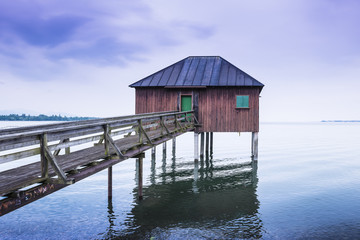 Old beach house at Lake Constance (Bodensee) in Europe.