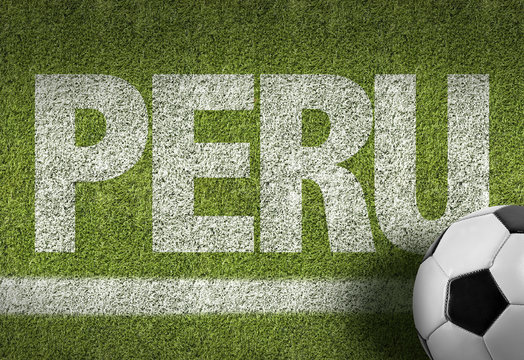 Soccer field with the text: Peru