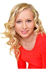 Fototapeta premium Blonde sexy woman posing over white background