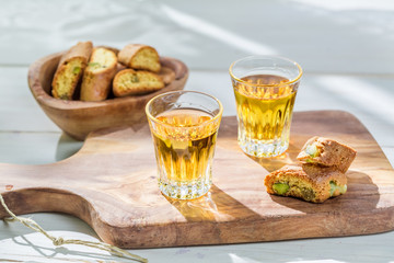 Delicious cantucci with wine