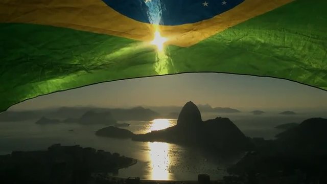 Brazilian Flag Rio de Janeiro Skyline Scenic Overlook 