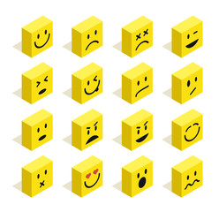 Obraz premium Flat isometric Emoticons set illustration