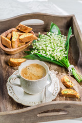 Delicious cantucci with coffee