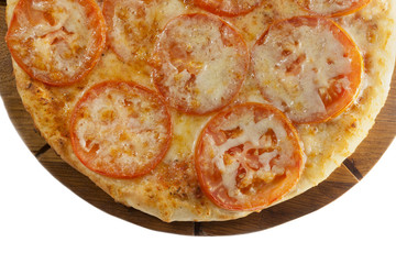 Vegetarian Margherita pizza. Isolated on white.