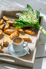 Crispy cantucci with espresso