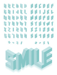 Fototapeta premium Isometric 3d type font set