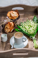 Delicious muffin and coffee