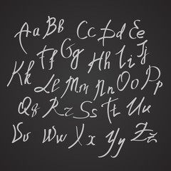 Hand written or hand drawn letters, script letters. Calligraphy letters.