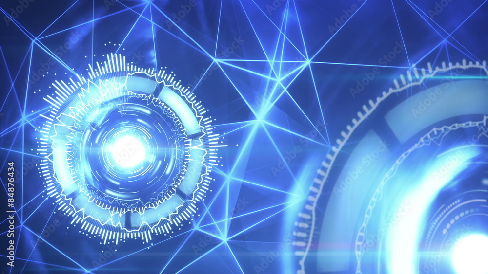 Poster futuristic loopable background with rotating circular elements 4k (4096x2304)