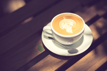 Latte Art coffee vintage color