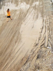 wheel track on sand