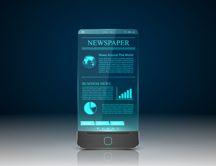 Newspaper with smart phone.vector
