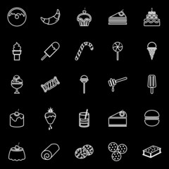 Dessert line icons on white background