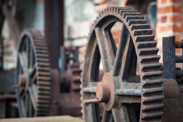 Old rusty gears, machinery parts