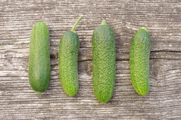 Cucumbers on wooden background