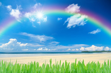 Obraz na płótnie Canvas rainbow over blue sky