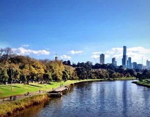 Fototapeta na wymiar Melbourne City Skyline with Yarra river