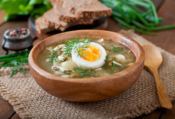 Green soup of sorrel