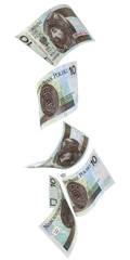 Spadające banknoty 10 PLN - obrazy, fototapety, plakaty