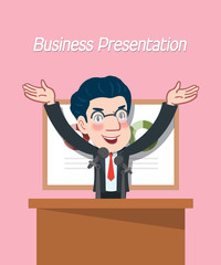 Drawing flat character design business presentation concept