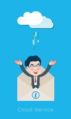 Drawing flat character design business cloud service concept