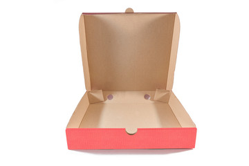 Red cardboard box isolated on white background 