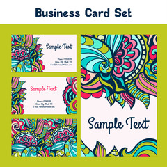 Vector business card with floral pattern