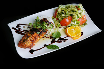 roasted fish and  rice