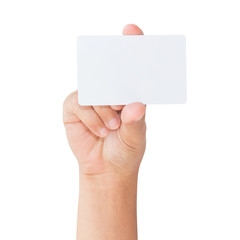 Obraz premium hand holding blank card isolated clipping path inside