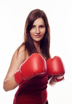 Pretty woman with boxing gloves