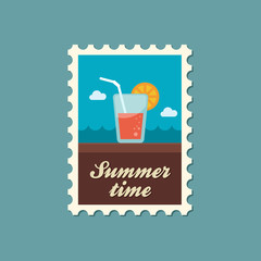 Cocktail flat stamp, summertime