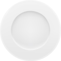 Empty white plate. Vector isolated on white.