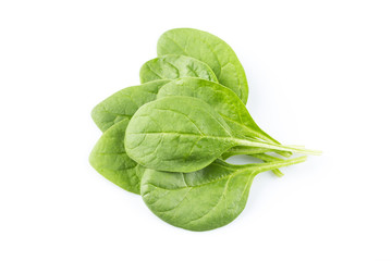 Green spinach on a white background