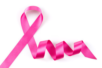 Pink breast cancer ribbon isolated