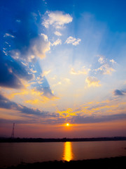 Liver side sunrise at Ubonrachathani Thailand