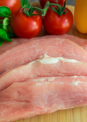 Raw pork with vegetables