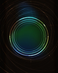 Glowing circle in dark space