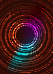 Abstract color glowing lines in dark space with stars and light