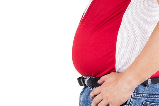 Man with unhealthy big protruding belly